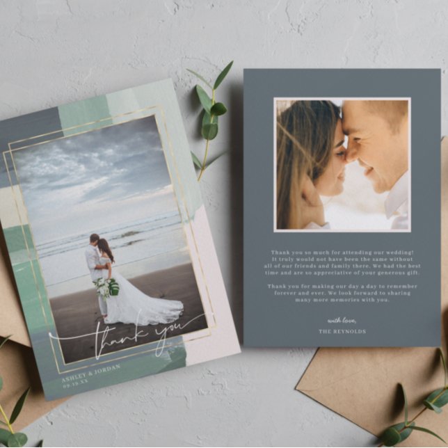 Seaside Ocean Glass | Wedding Photo Thank You Card (Creator Uploaded)