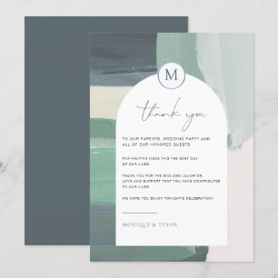 Seaside Ocean Glass   Wedding Table Thank You Card