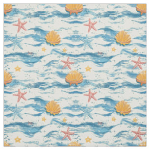 Seaside Ocean Waves Fabric