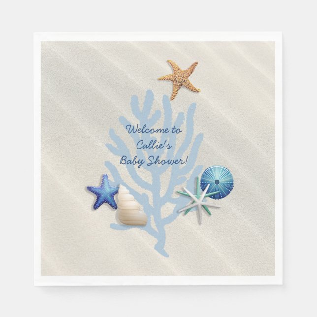 Seaside Oceanic Beach Themed Boy's Baby Shower Napkin (Front)