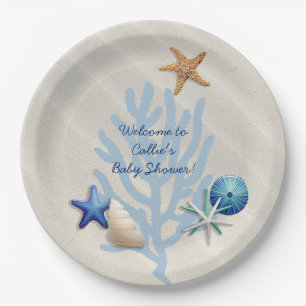 Seaside Oceanic Beach Themed Boy's Baby Shower Paper Plate