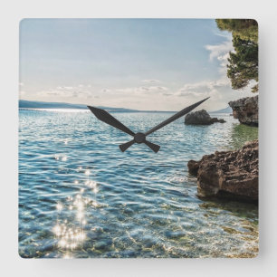 Seaside of Riviera Makarska in Croatia Square Wall Clock