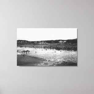 Seaside, Oregon Bathing Hour Beach Scene Canvas Print