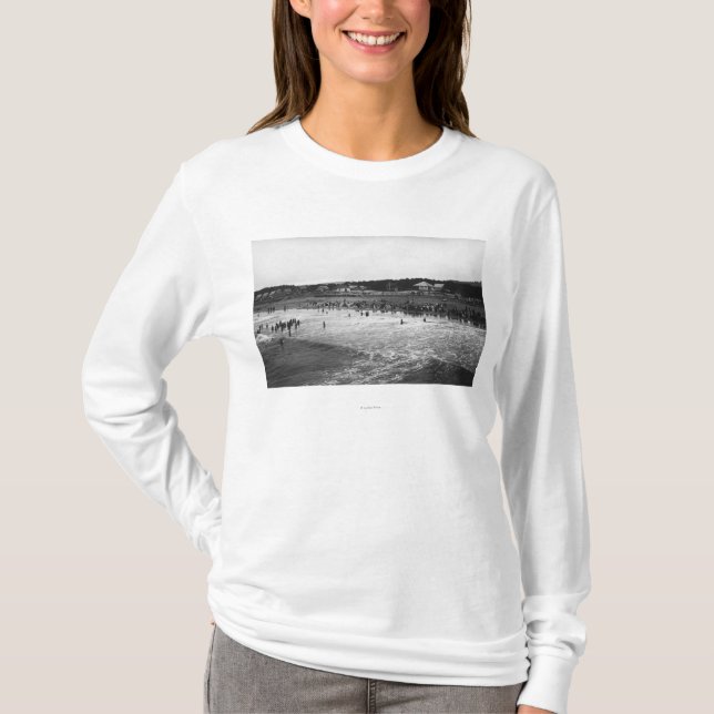 Seaside, Oregon Bathing Hour Beach Scene T-Shirt (Front)
