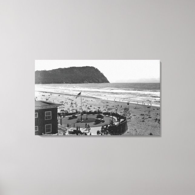 Seaside, Oregon Beach Scene from Air Photograph Canvas Print (Front)
