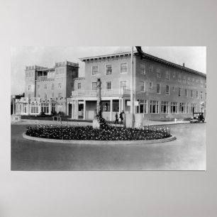 Seaside, Oregon View of Hotel Seaside Photograph Poster