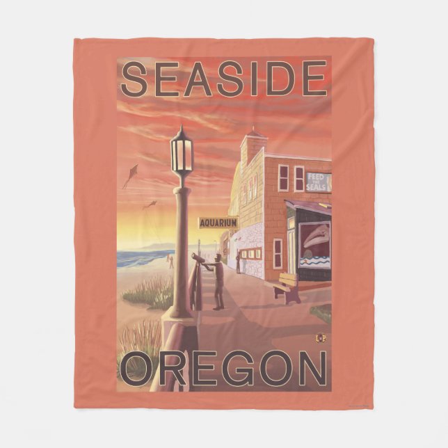 Seaside, OregonAquarium View Fleece Blanket (Front)