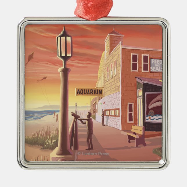 Seaside, OregonAquarium View Metal Tree Decoration (Front)