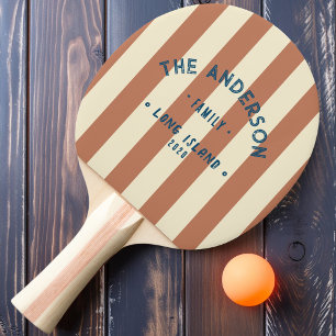 Seaside Pale Rose Striping & Family Name Ping Pong Paddle