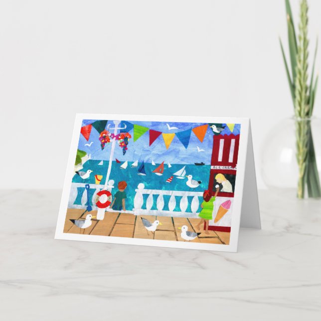 Seaside Paper Collage Greeting Card (Front)