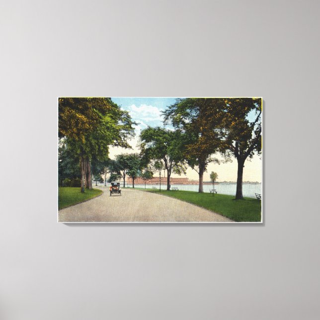 Seaside Park Drive View Showing Locomobile Canvas Print (Front)