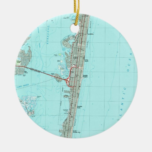 Seaside Park & NJ Shore Map (1989) Ceramic Tree Decoration (Front)