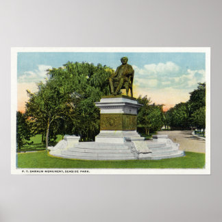 Seaside Park View of the P T Barnum Monument Poster