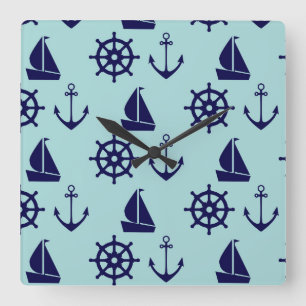 Seaside Pattern Square Wall Clock