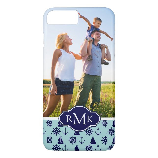 Seaside Pattern| Your Photo & Monogram Case-Mate iPhone Case (Back)