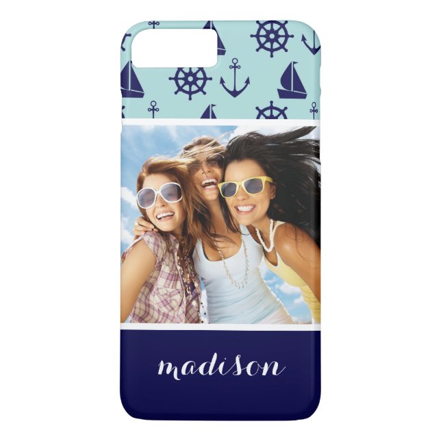 Seaside Pattern | Your Photo & Name Case-Mate iPhone Case (Back)