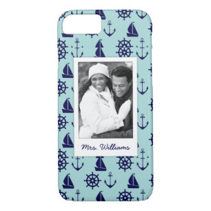 Seaside Pattern Your Photo & Name iPhone 8/7 Case