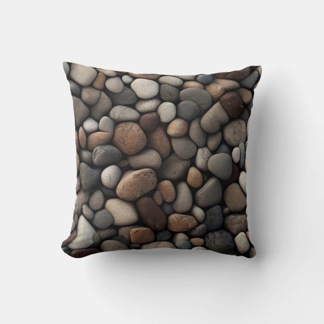 Seaside Pebbles Throw Pillow (Front)