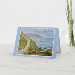 Seaside Personalise Name Birthday Greetings Card