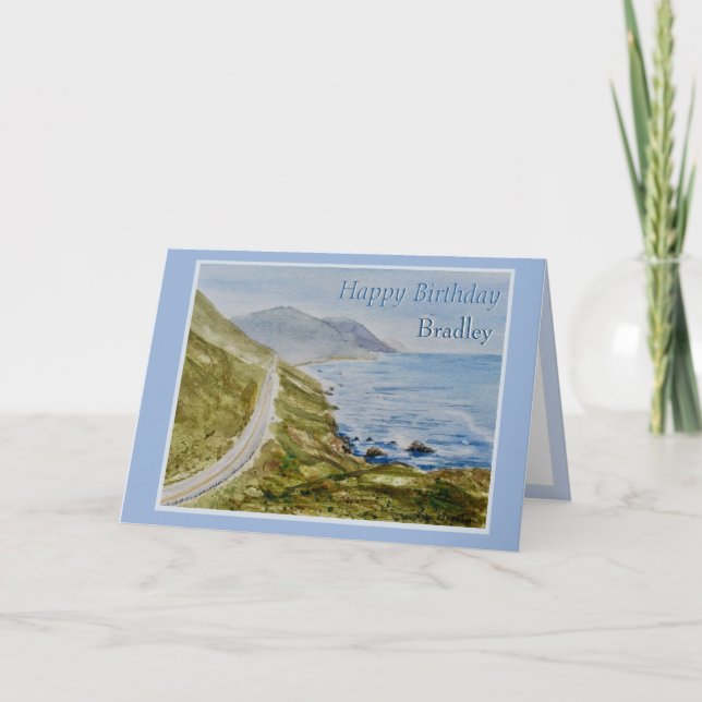 Seaside Personalise Name Birthday Greetings Card (Front)