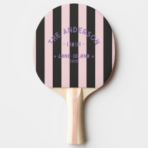 Seaside Pink Whisper & Black Stripe & Family Name Ping Pong Paddle