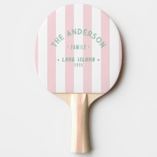 Seaside Pink Whisper Striping & Family Name Ping Pong Paddle