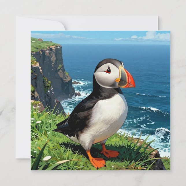 Seaside Puffin Illustration | Blank Card (Front)