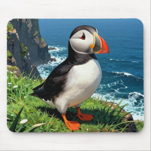 Seaside Puffin Illustration Mouse Mat