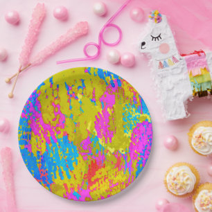 Seaside Random Splatter Paper Plate