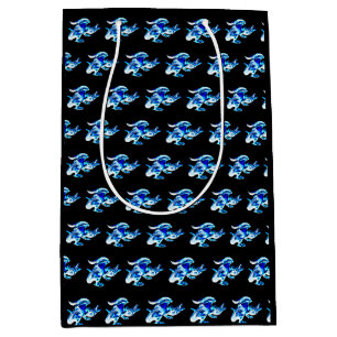 Seaside Resting Seagull Coastal Wildlife Art Blue Medium Gift Bag