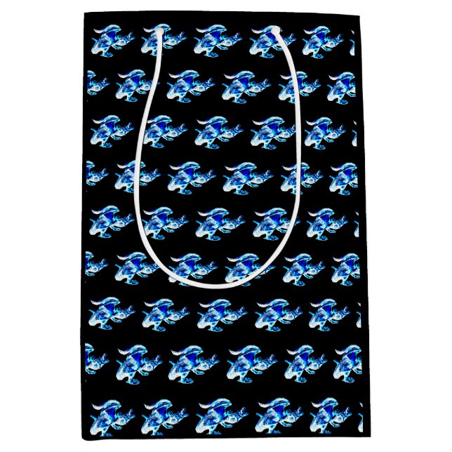 Seaside Resting Seagull Coastal Wildlife Art Blue  Medium Gift Bag (Front)