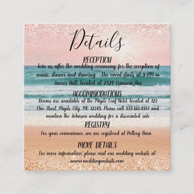 Seaside Romance: Elegant Beach Enclosure Card (Front)