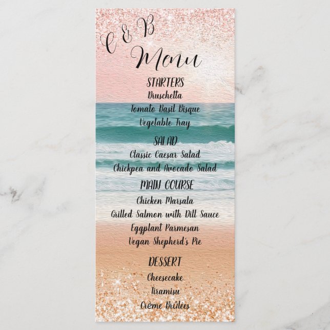 Seaside Romance: Elegant Beach Wedding Menu (Front)