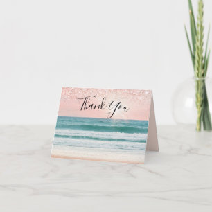 Seaside Romance: Elegant Beach Wedding Thank You Card