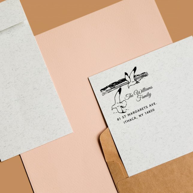 Seaside Rustic Elegant Seagulls Self-inking Stamp (Creator Uploaded)