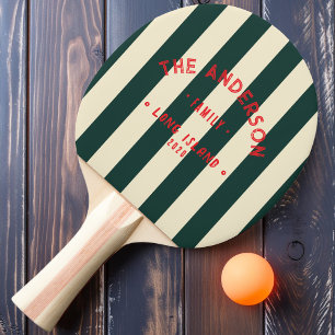 Seaside Sage Green Striping & Family Name Ping Pong Paddle