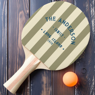 Seaside Sage Meadow Striping & Family Name Ping Pong Paddle