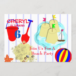 Seaside Sand Castles Fun Summer Beach Themed Invitation