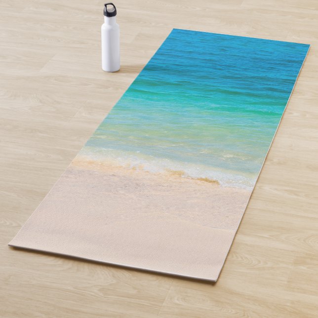 Seaside Sand Sea Waves Design Template Yoga Mat (In Situ)