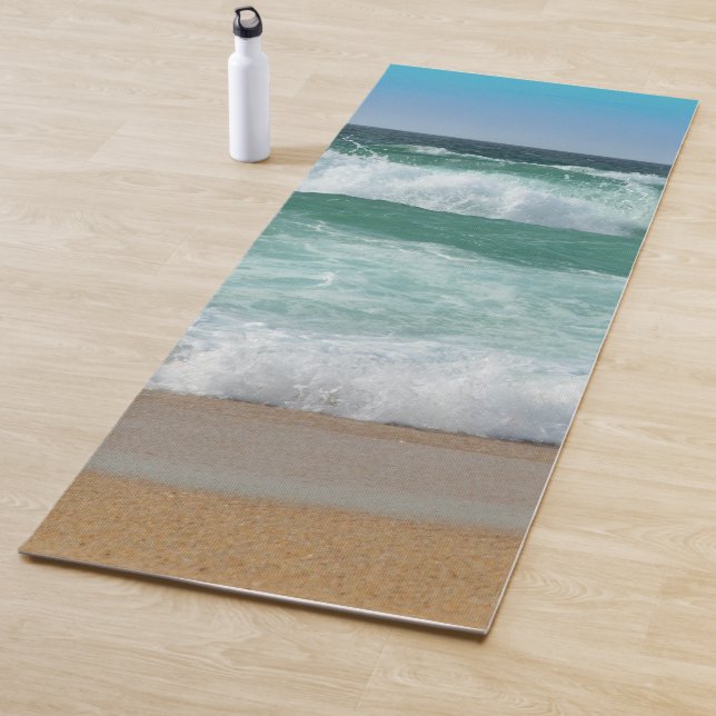 Seaside Sea Waves Sand Beach Template Fitness Yoga Mat (In Situ)