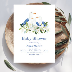Seaside Seagulls Baby Shower Invitation