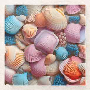 Seaside Seashells Glass Coaster