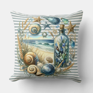Seaside Serenity Coastal Wreath Cushion
