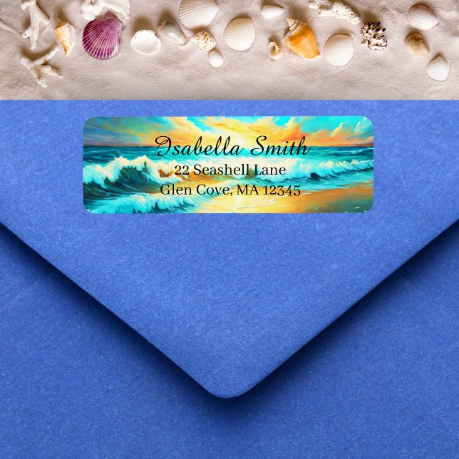 Seaside Serenity Personalise Return Address (Ocean's calm: our address, your serenity.)