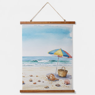 Seaside Serenity: Watercolor Beach Bliss Hanging Tapestry