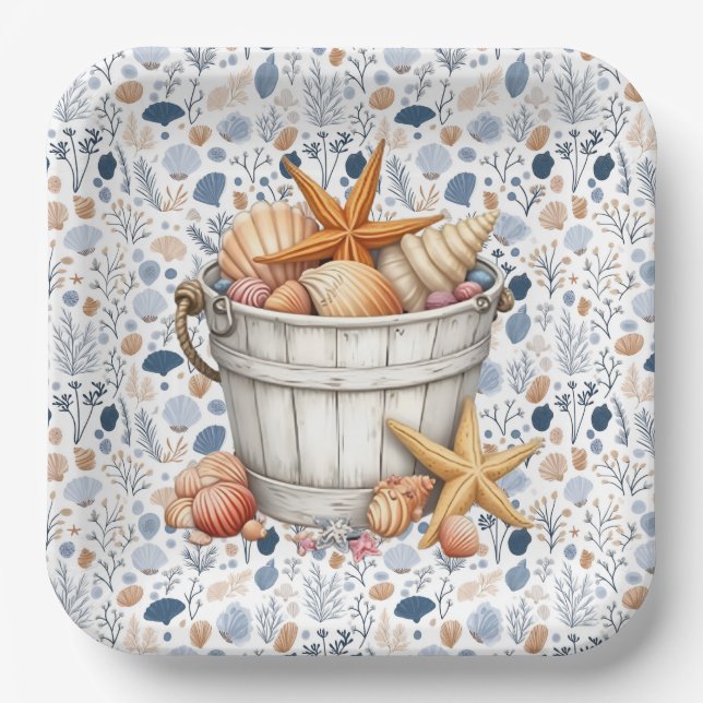 Seaside Shells  Paper Plate (Front)