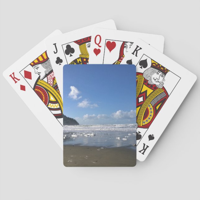 Seaside Shore in Winter, Oregon Coast Playing Cards (Back)