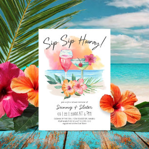 Seaside Sippin'   Tropical Sip Sip Hooray Shower Invitation