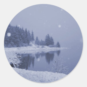 Seaside Snowfall Classic Round Sticker