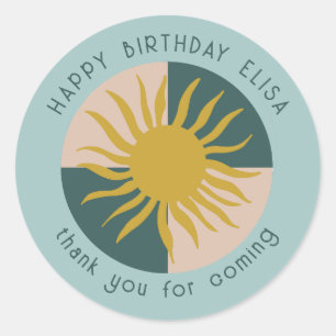 Seaside Soiree BIRTHDAY Modern Cute CUSTOM Classic Round Sticker